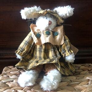 Vintage Boyds Bears & Friends: Frangelica the yellow plaid rabbit jointed bear
